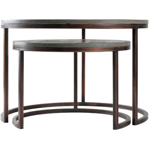Surya Aaron Modern Gray Wood & Metallic Copper Nesting Coffee Tables ARN-001 - Image 9