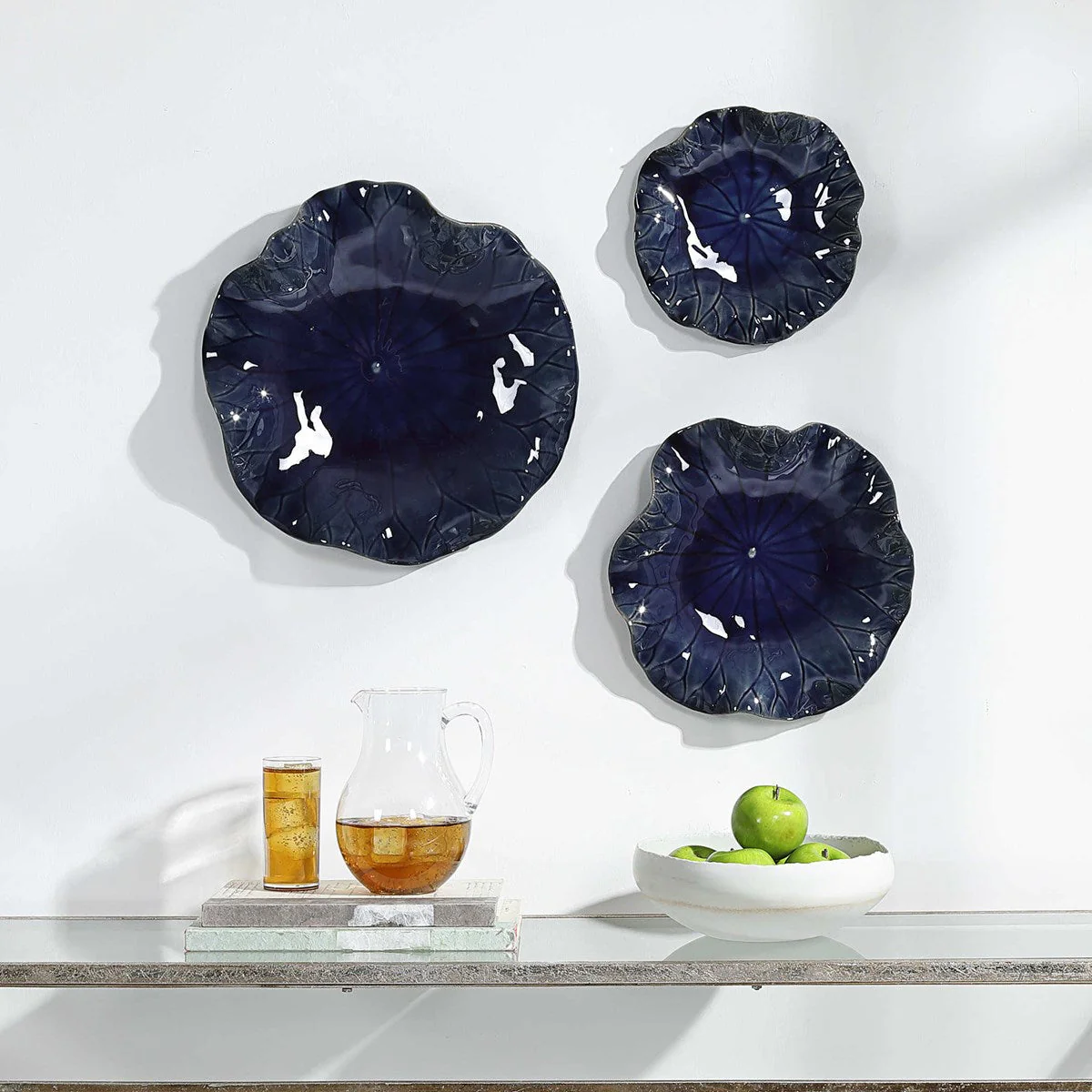Uttermost Abella Cobalt Set of 3 Ceramic Flowers Wall Decor - Image 4