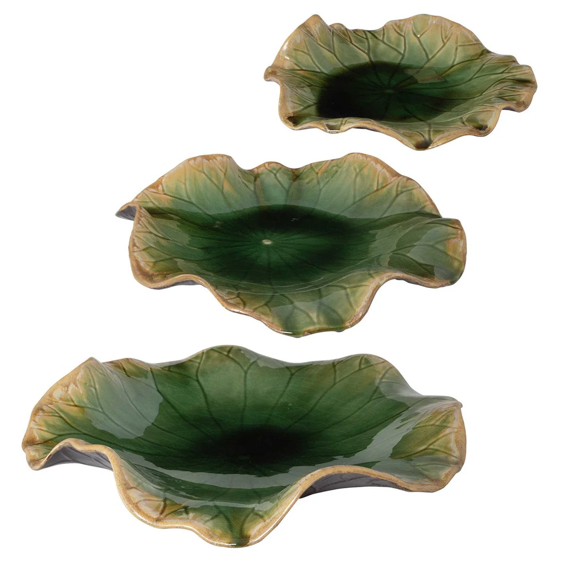 Uttermost Abella Forest Green Set of 3 Ceramic Flowers Wall Decor - Image 4