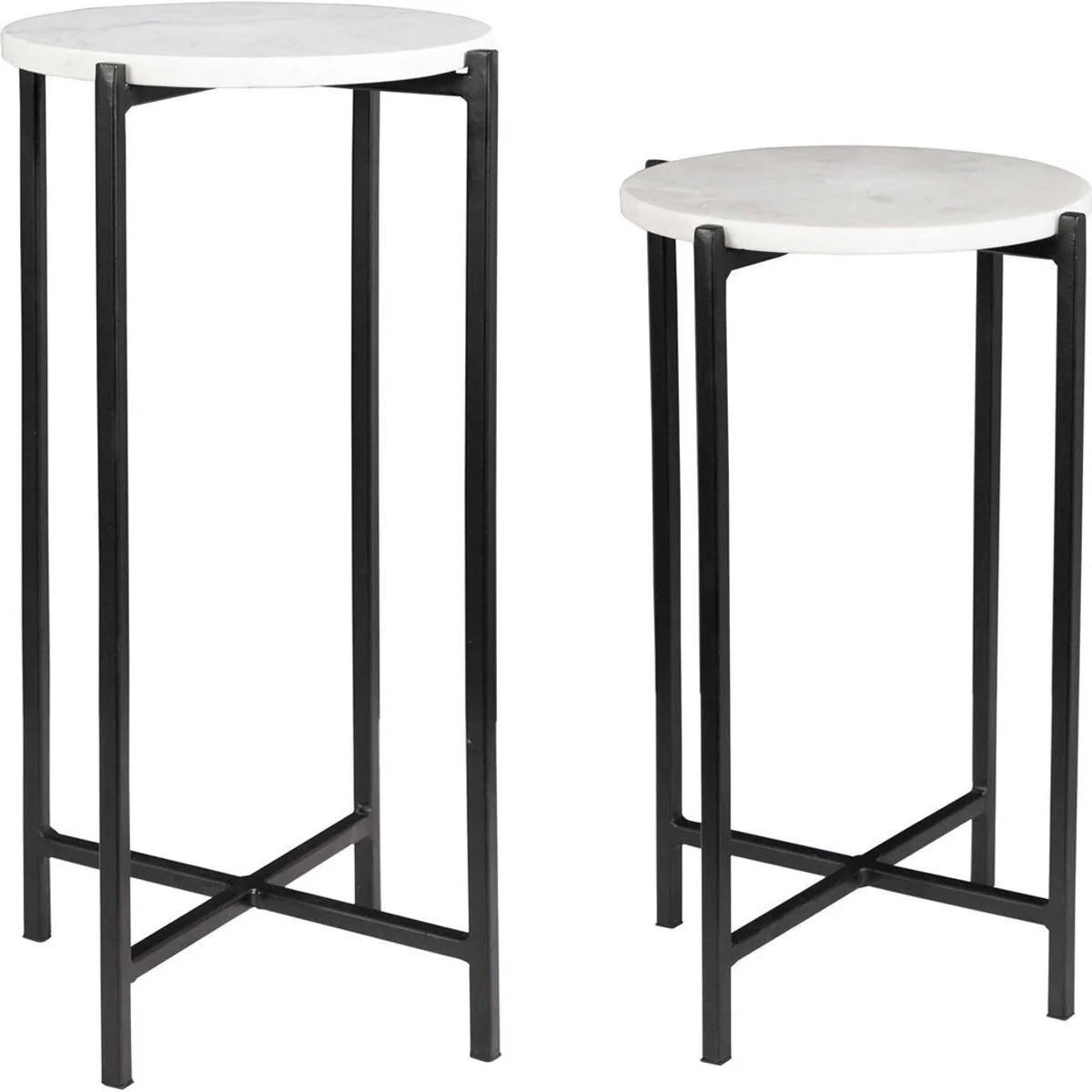 Casa Bella Living White Marble Tops With Matte Black Bases Set of 2 Accent Tables - Image 3