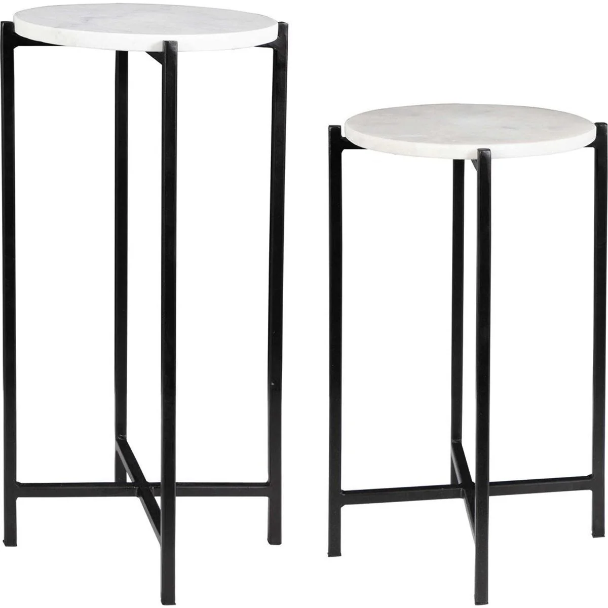 Casa Bella Living White Marble Tops With Matte Black Bases Set of 2 Accent Tables - Image 4
