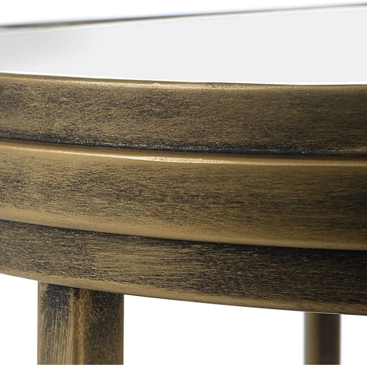 Casa Bella Living Mirrored Tops With Antique Brushed Gold Bases Set of 2 Round Nesting Tables - Image 4