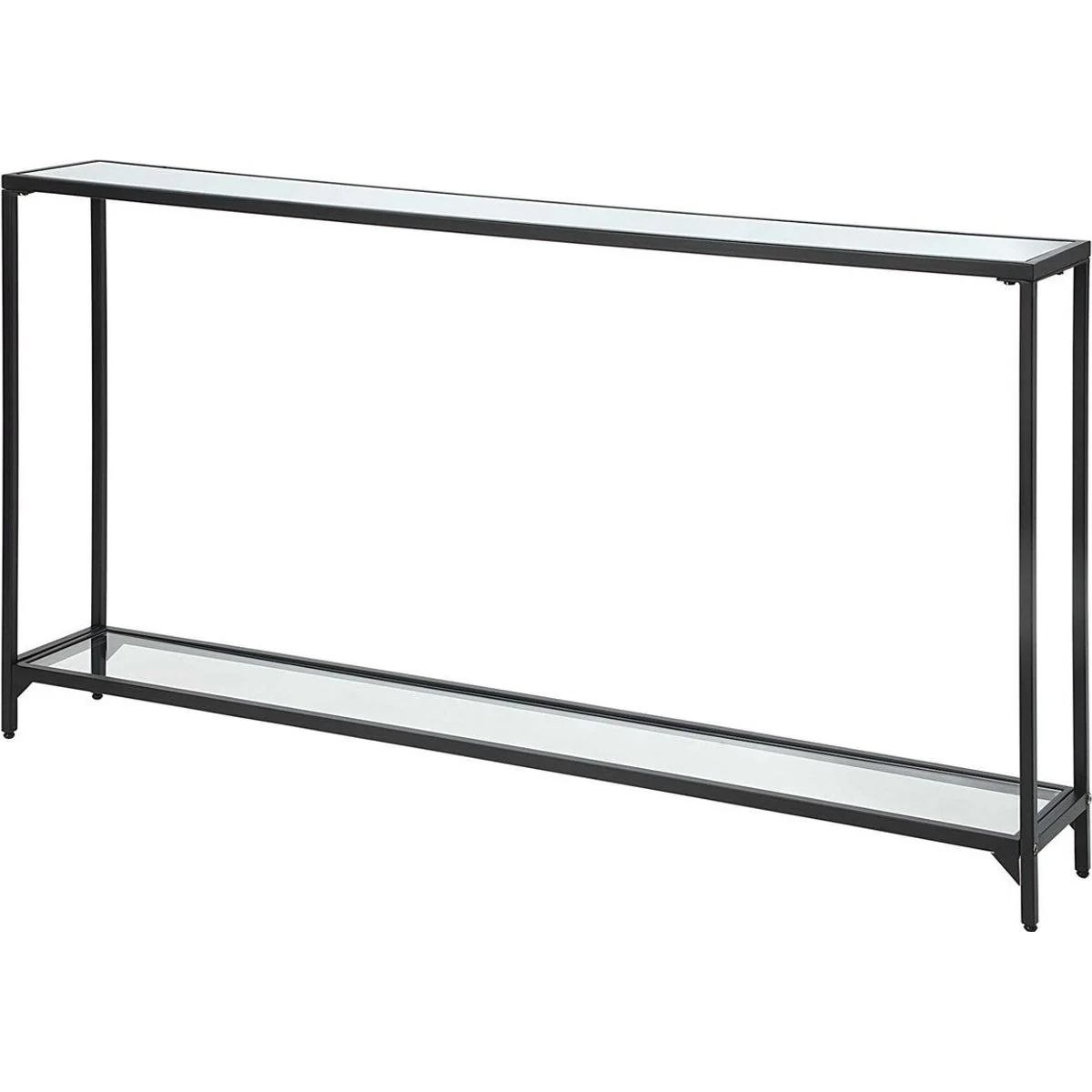 Casa Bella Living Mirrored Top and Glass Shelf with Black Iron Base Narrow Console Table - Image 4