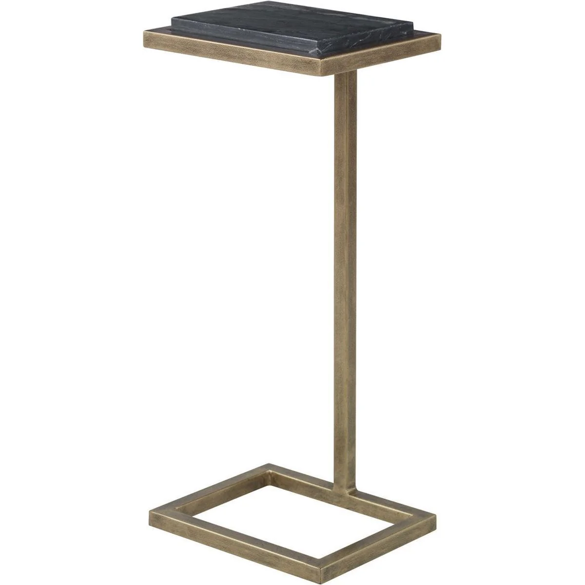 Casa Bella Living  Black Marble Top With Aged Gold Base Modern Accent Table - Image 2