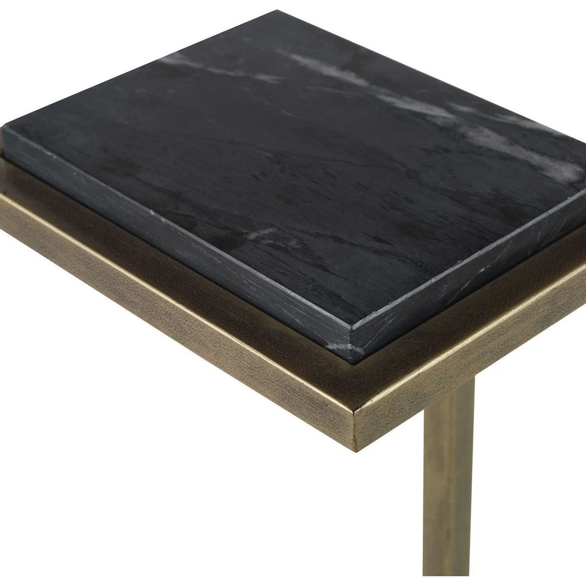 Casa Bella Living  Black Marble Top With Aged Gold Base Modern Accent Table - Image 5