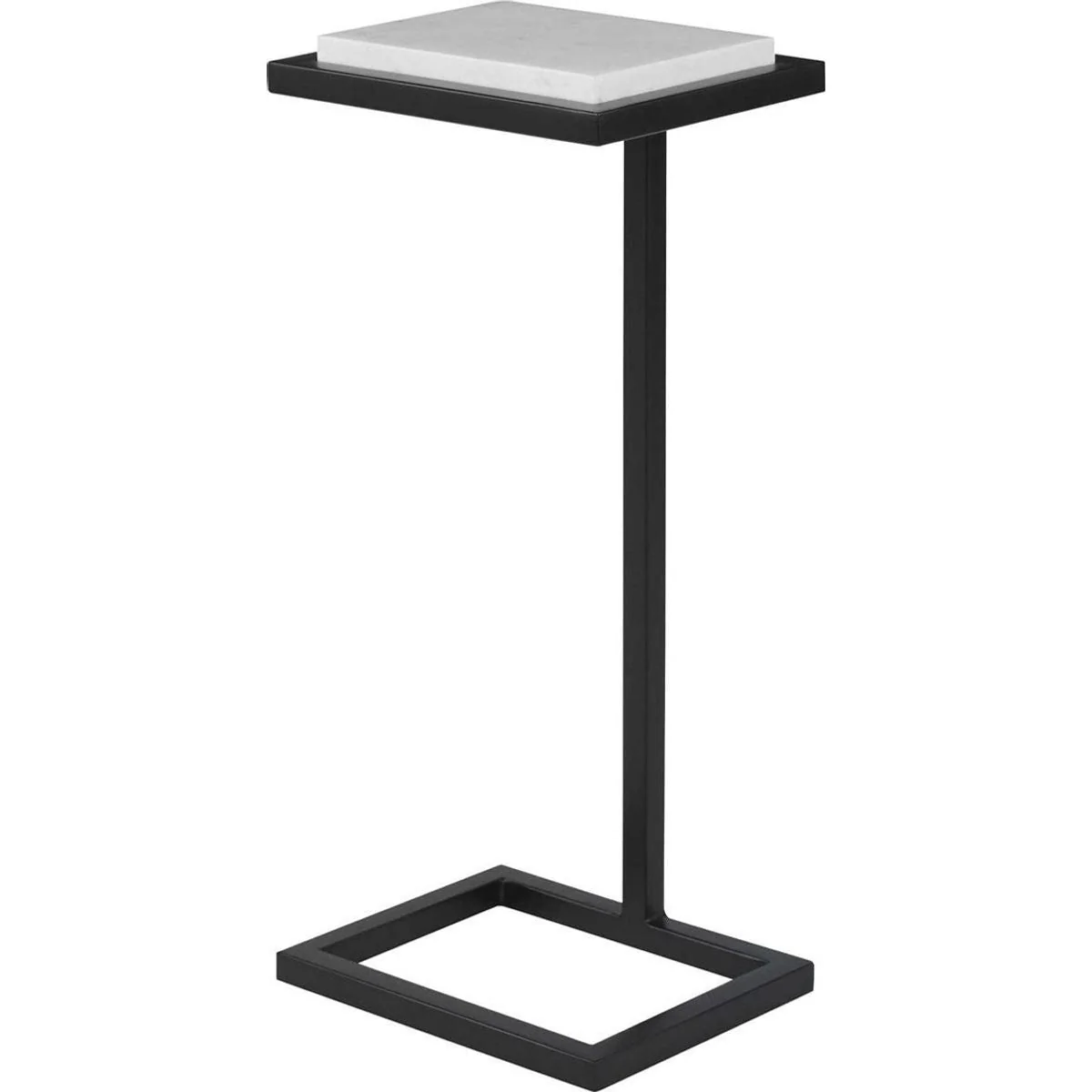 Casa Bella Living White Marble Top With Satin Black Base Modern Accent Table - Image 2