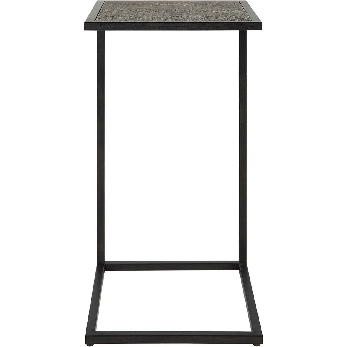 Casa Bella Living Gray Shagreen Top With Antique Black Base Accent Side Table - Image 2