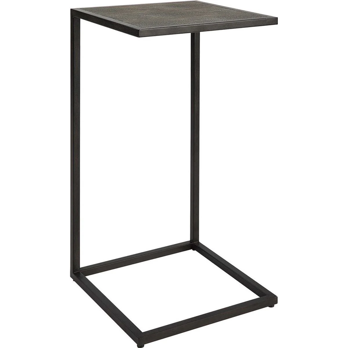Casa Bella Living Gray Shagreen Top With Antique Black Base Accent Side Table - Image 4