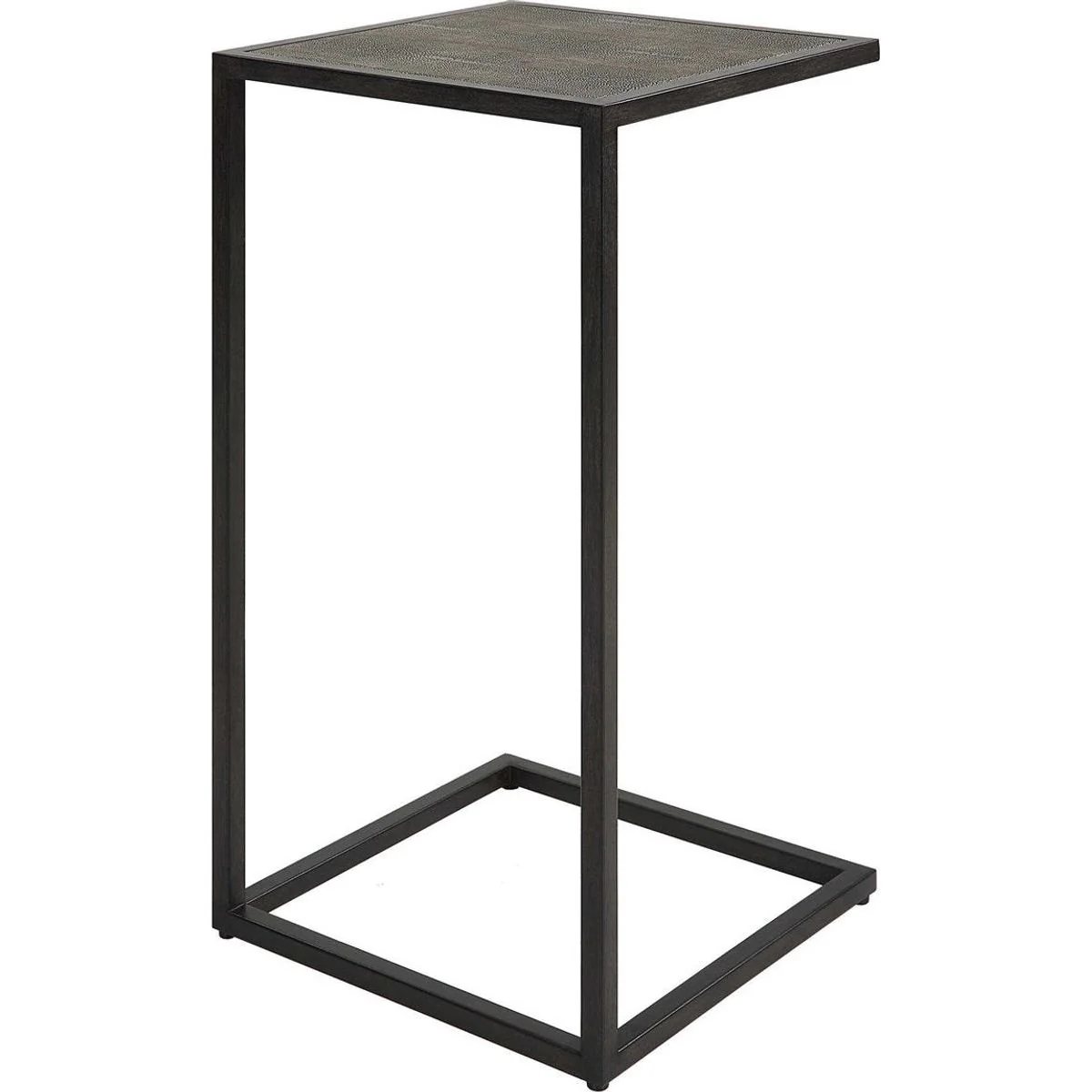 Casa Bella Living Gray Shagreen Top With Antique Black Base Accent Side Table - Image 6