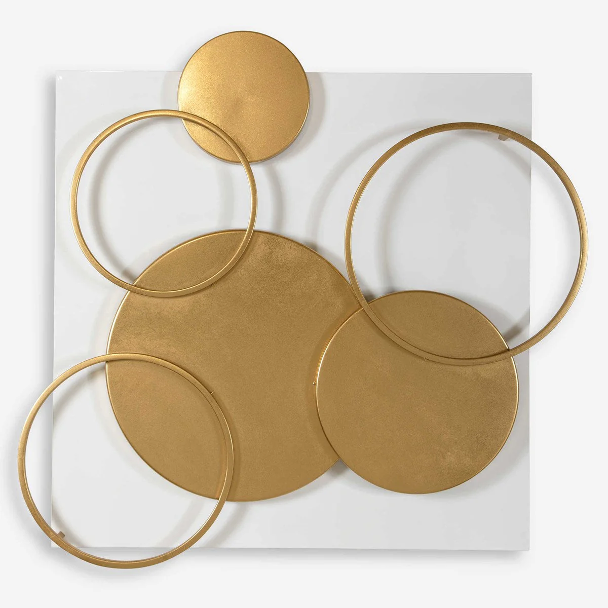 Uttermost Adagio Matte White With Gold Leaf Metal Wall Panel - Image 2