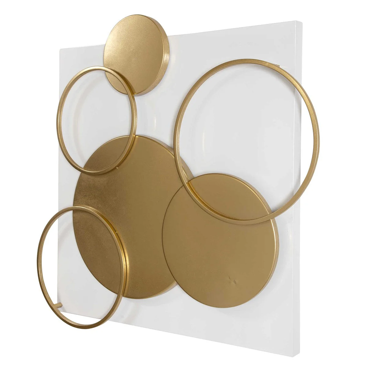 Uttermost Adagio Matte White With Gold Leaf Metal Wall Panel - Image 4
