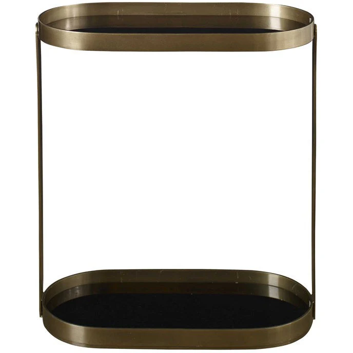 Uttermost Adia Black Glass Antiqued Gold Modern Accent Table - Image 2