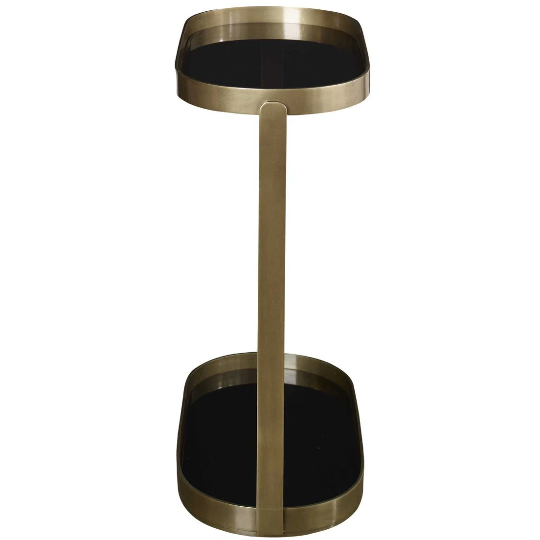 Uttermost Adia Black Glass Antiqued Gold Modern Accent Table - Image 3