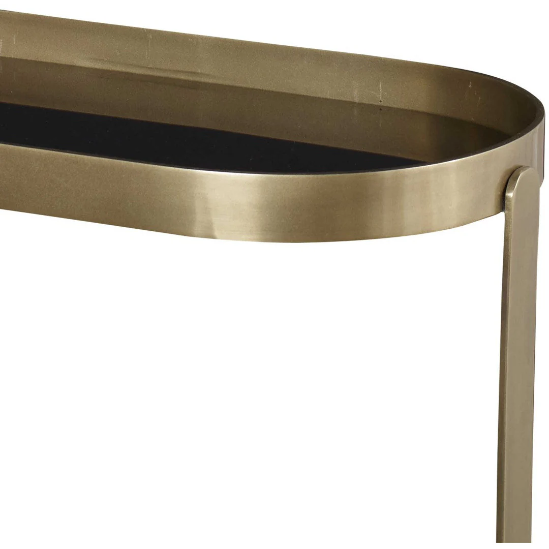 Uttermost Adia Black Glass Antiqued Gold Modern Accent Table - Image 5