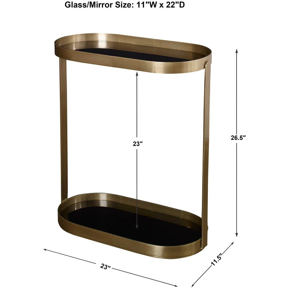 Uttermost Adia Black Glass Antiqued Gold Modern Accent Table - Image 6