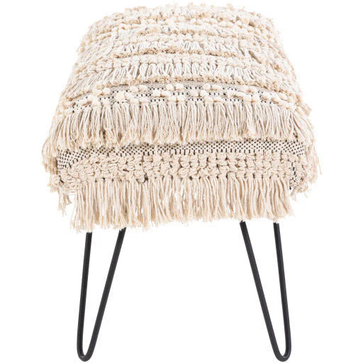 Surya Adilah Modern Boho Bench With Black Metal Base ADH-001 - Image 2