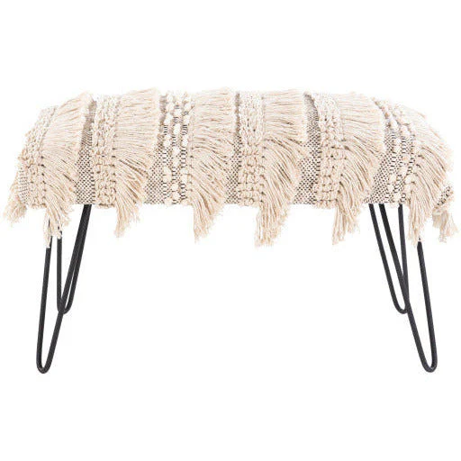 Surya Adilah Modern Boho Bench With Black Metal Base ADH-001 - Image 3