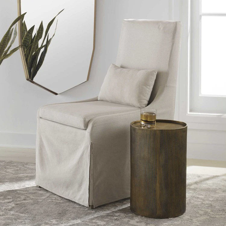 Uttermost Adrina Antiqued Gold Round Modern Accent Table - Image 3