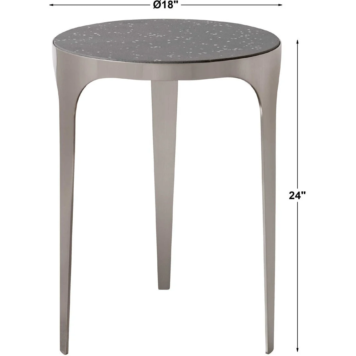 Uttermost Agra Light Gray Concrete Top With Brushed Nickel Base Modern Round Side Table - Image 4