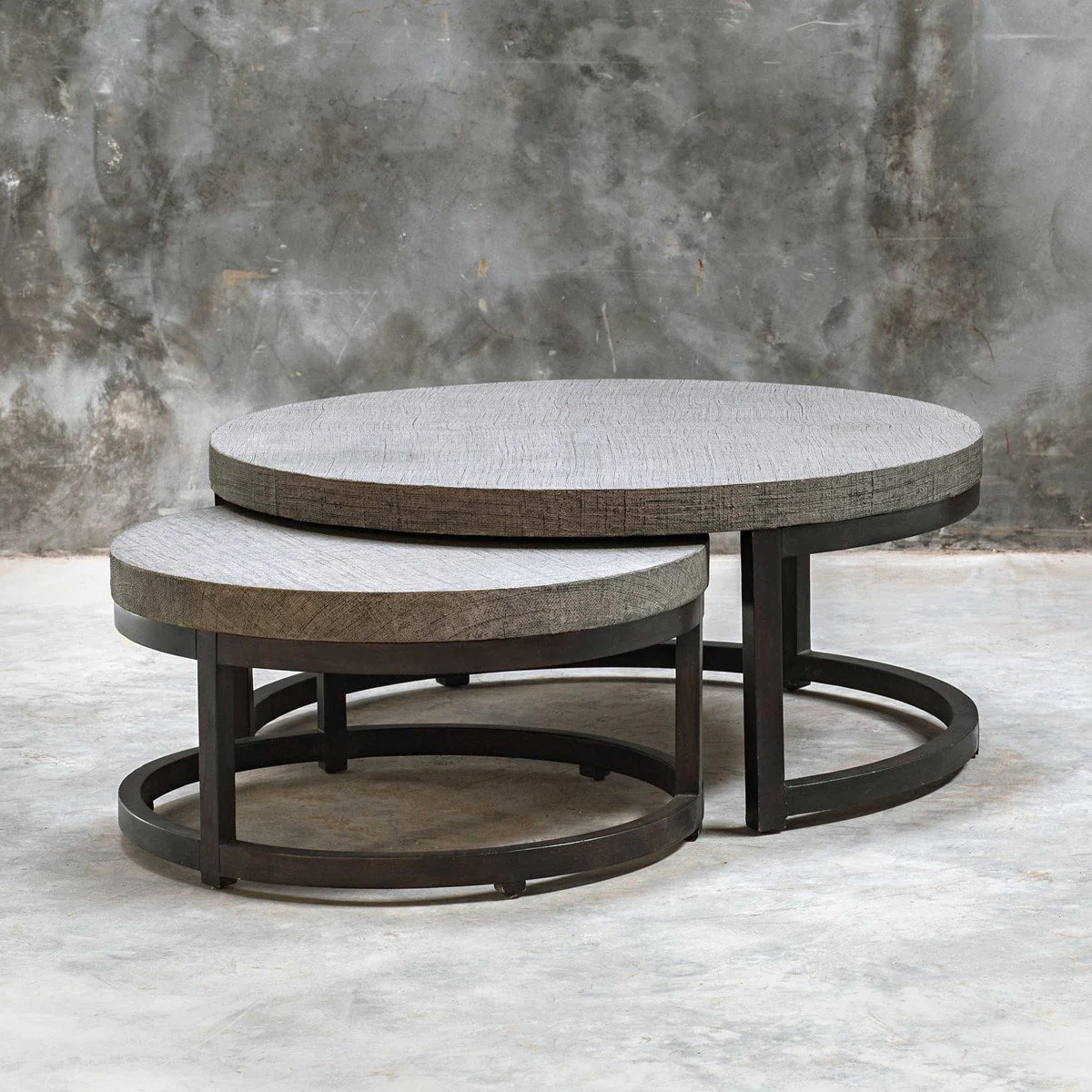 Uttermost Aiyara Set of 2 Modern Round Nesting Coffee Tables - Image 4