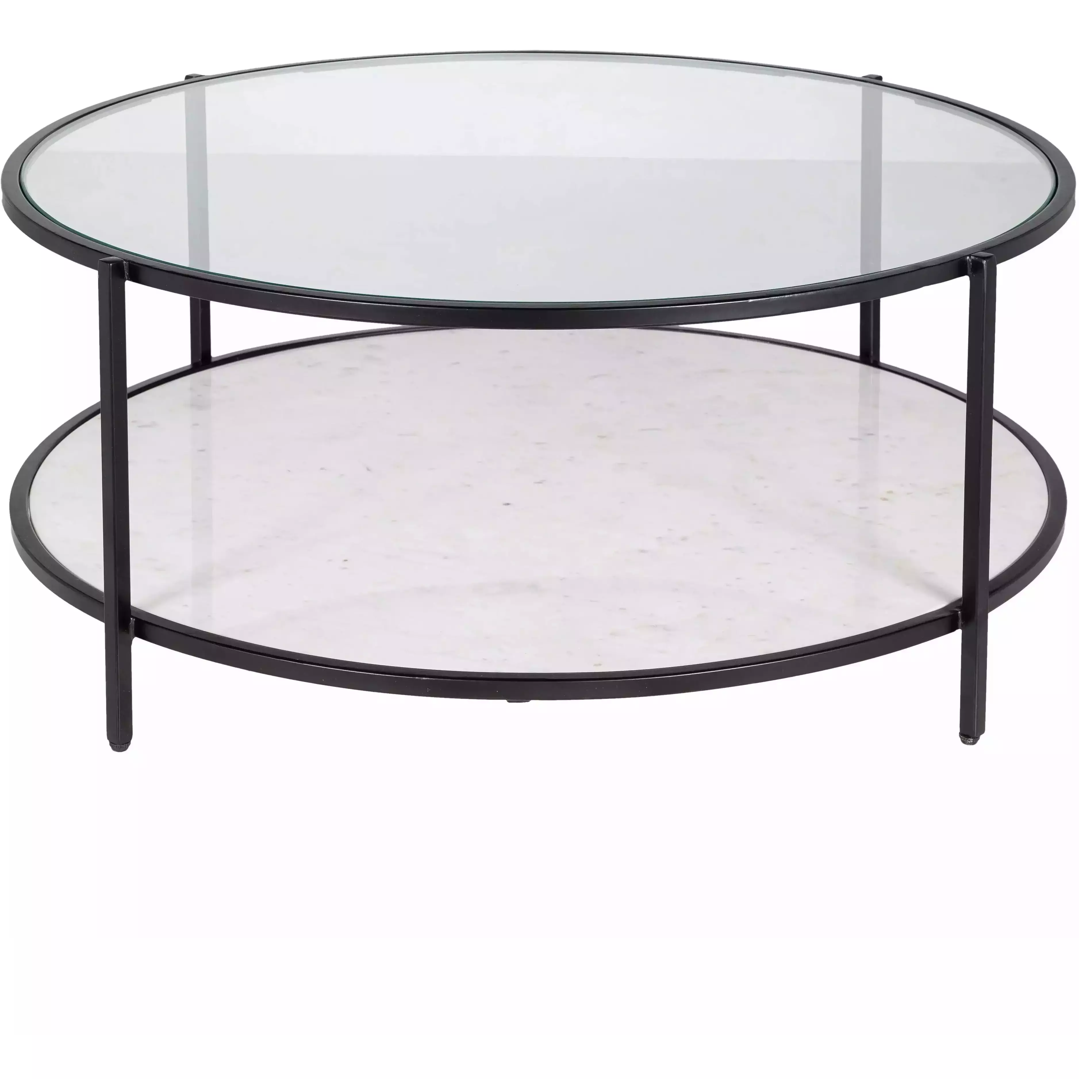 Surya Alecsa Modern Glass Top With Metal & Marble Base Round Coffee Table EAA-010 - Image 3