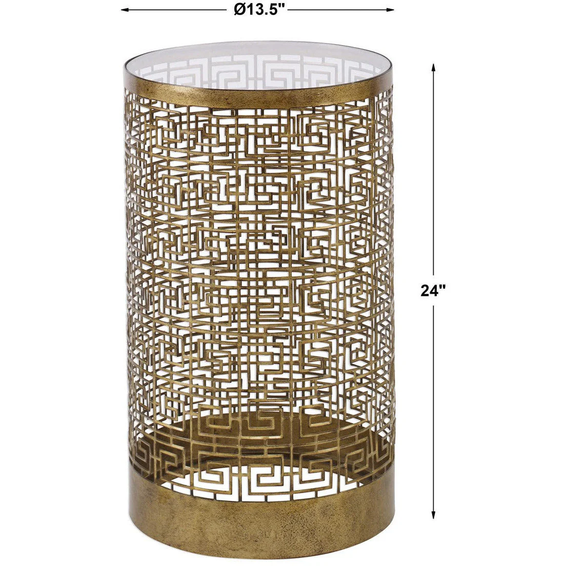Uttermost Algernon Antiqued Gold Iron Round Accent Drink Table - Image 3