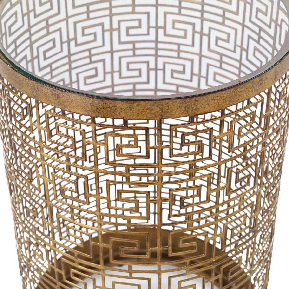 Uttermost Algernon Antiqued Gold Iron Round Accent Drink Table - Image 4