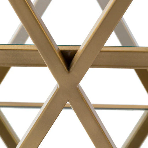 Surya Aliya Modern Glass Shelves With Gold Metal Accent Side Table ALI-001 - Image 4