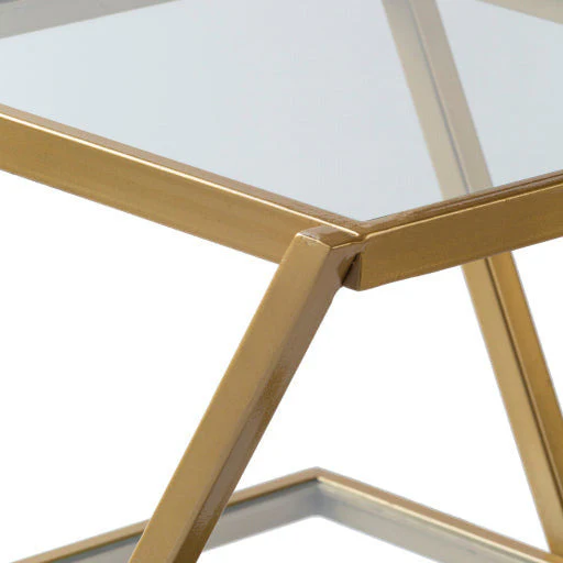 Surya Aliya Modern Glass Shelves With Gold Metal Accent Side Table ALI-001 - Image 8