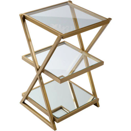 Surya Aliya Modern Glass Shelves With Gold Metal Accent Side Table ALI-001 - Image 9
