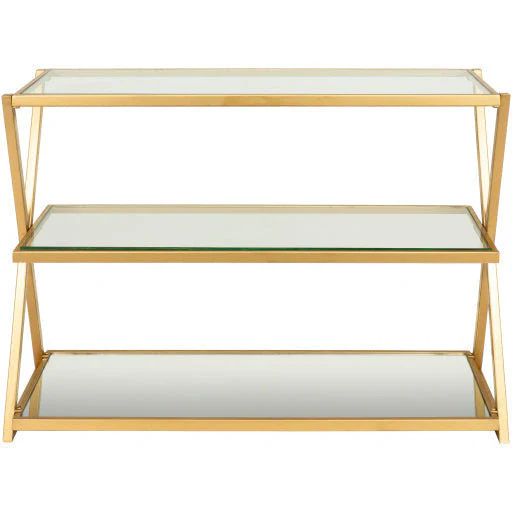 Surya Aliya Modern Glass Top Shelves With Gold Metal Base Console Table ALI-002 - Image 6