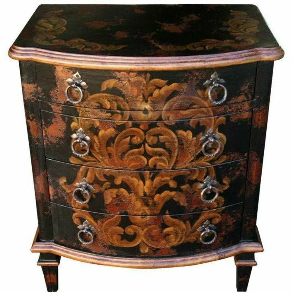 Casa Bonita Peruvian Hand-Painted Carved Wood Allende Chest With Drawers