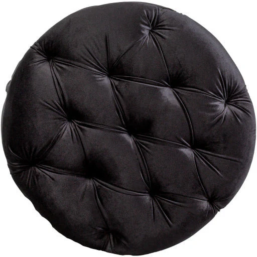Surya Amana Modern Dark Ink Blue Tufted Round Ottoman With Nailheads AAA-001 - Image 4