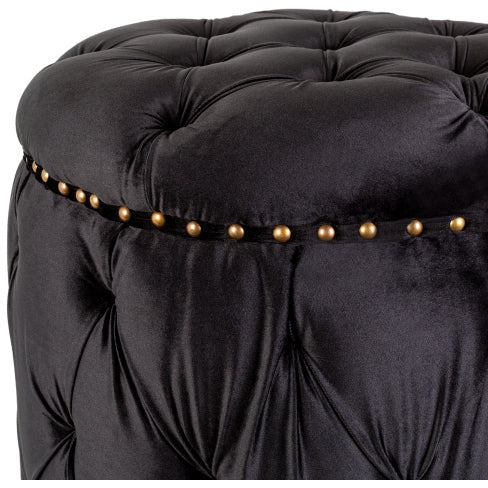 Surya Amana Modern Dark Ink Blue Tufted Round Ottoman With Nailheads AAA-001 - Image 5