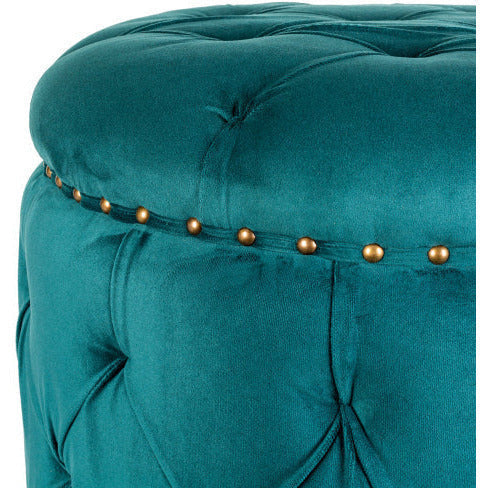Surya Amana Modern Deep Teal Tufted Round Ottoman With Nailheads AAA-003 - Image 5