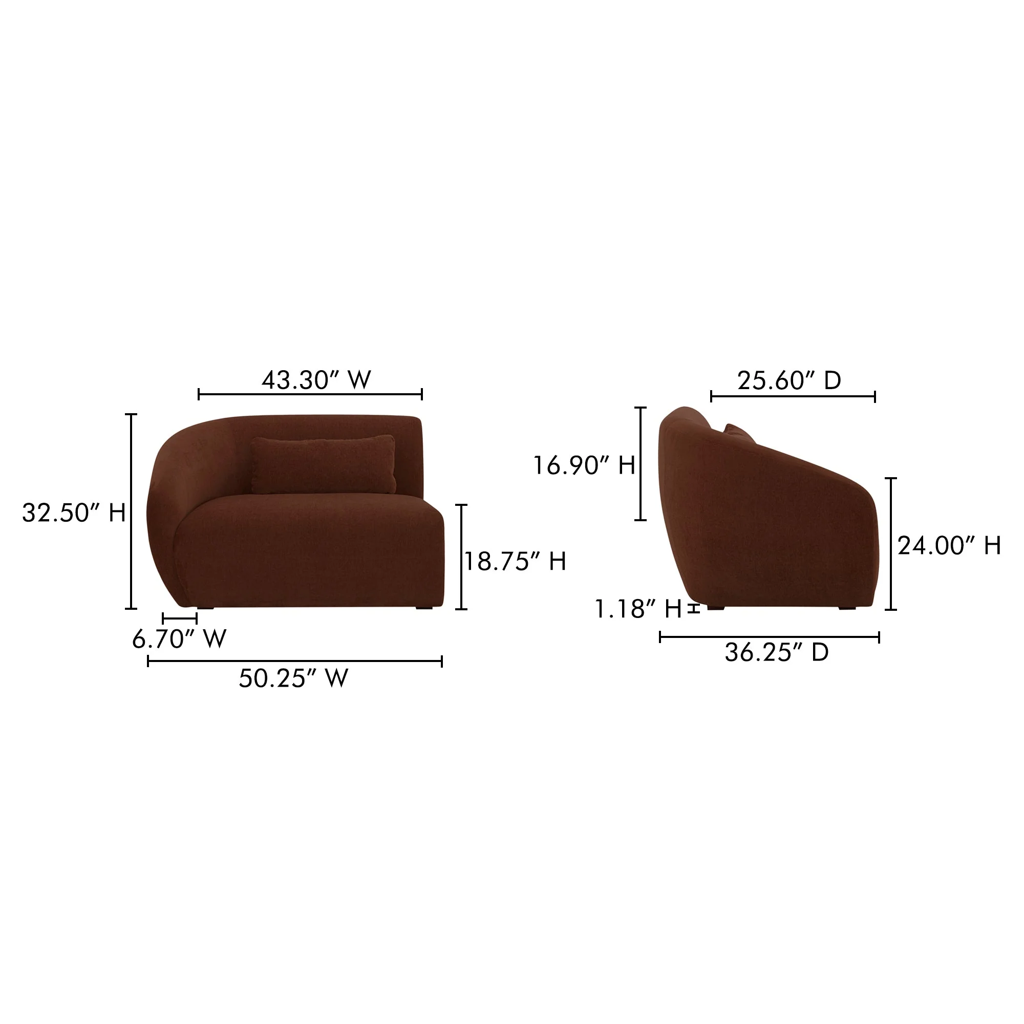 Moe's Home Collection Amelia Chestnut Left Arm Facing Chair - Image 10
