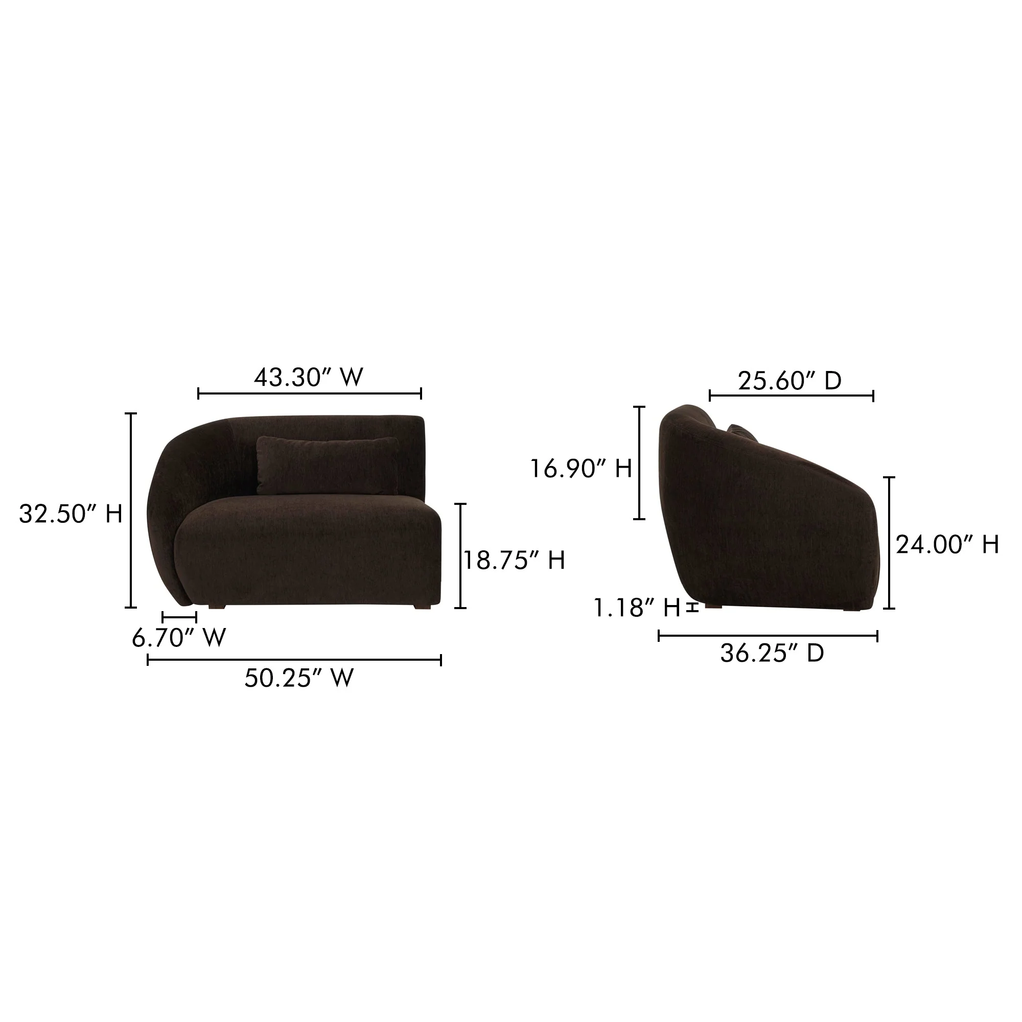 Moe's Home Collection Amelia Espresso Left Arm Facing Chair - Image 10
