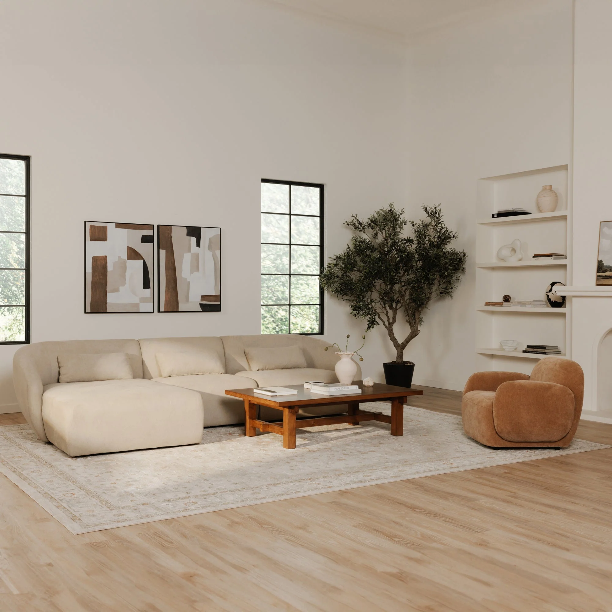 Moe's Home Collection Amelia Warm White Right Arm Facing Chair - Image 8