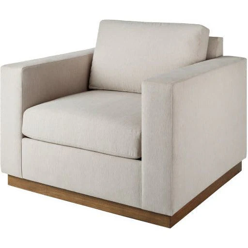 Surya Amherst Modern Square Arm Accent Chair With Wood Base