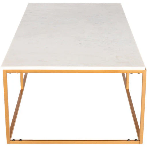 Surya Anastasia Modern White Marble Top With Gold Metal Base Coffee Table SIS-001 - Image 5