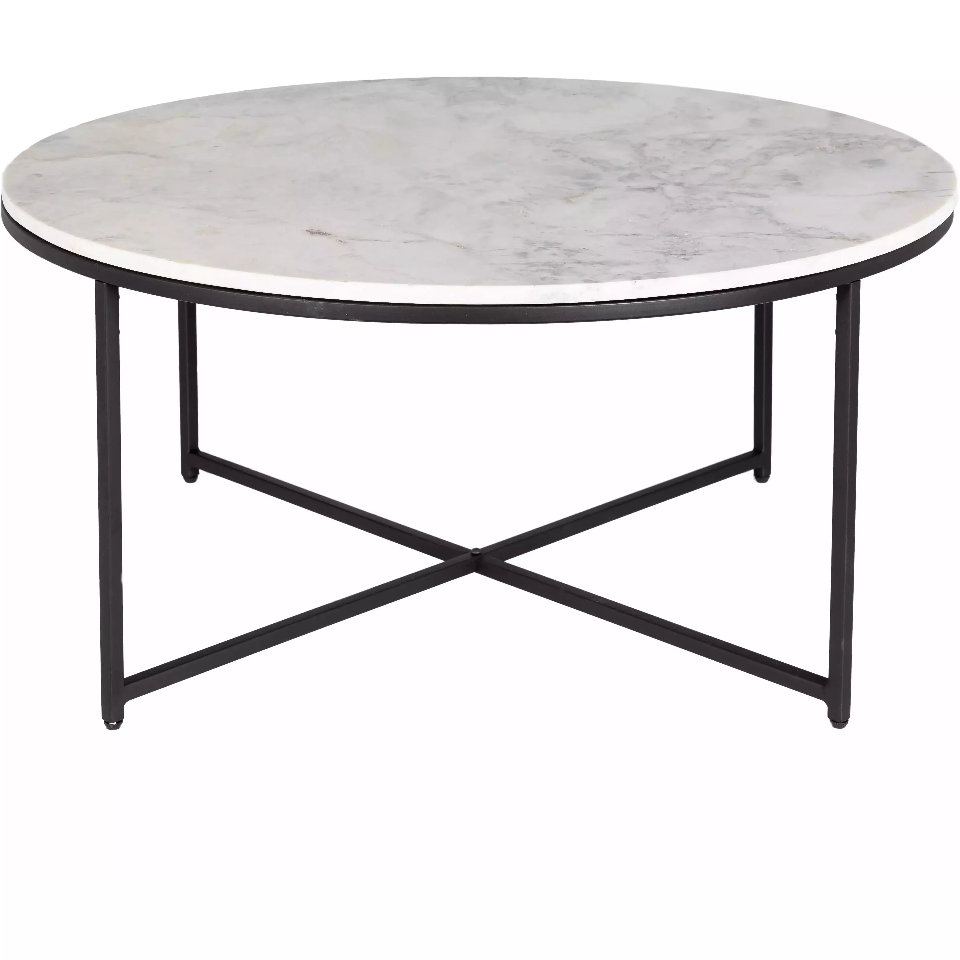 Surya Anastasia Modern White Marble Top With Black Metal Base Round Coffee Table  SIS-002 - Image 2