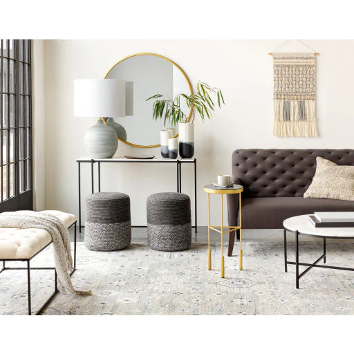 Surya Anastasia Modern White Marble Top With Black Metal Base Round Coffee Table  SIS-002 - Image 4