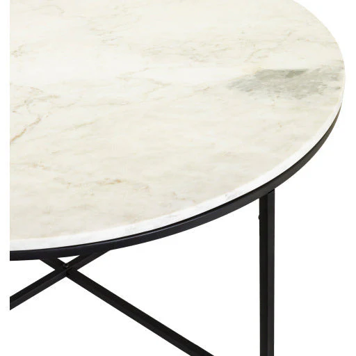 Surya Anastasia Modern White Marble Top With Black Metal Base Round Coffee Table  SIS-002 - Image 9