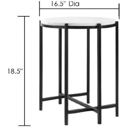 Surya Anaya Modern White Marble Top With Black Metal Base Round Accent Side Table ANA-002 - Image 7