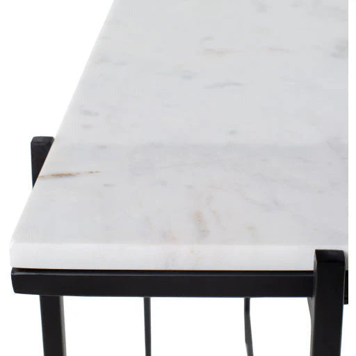 Surya Anaya Modern White Marble With Black Metal Base Console Table ANA-003 - Image 4