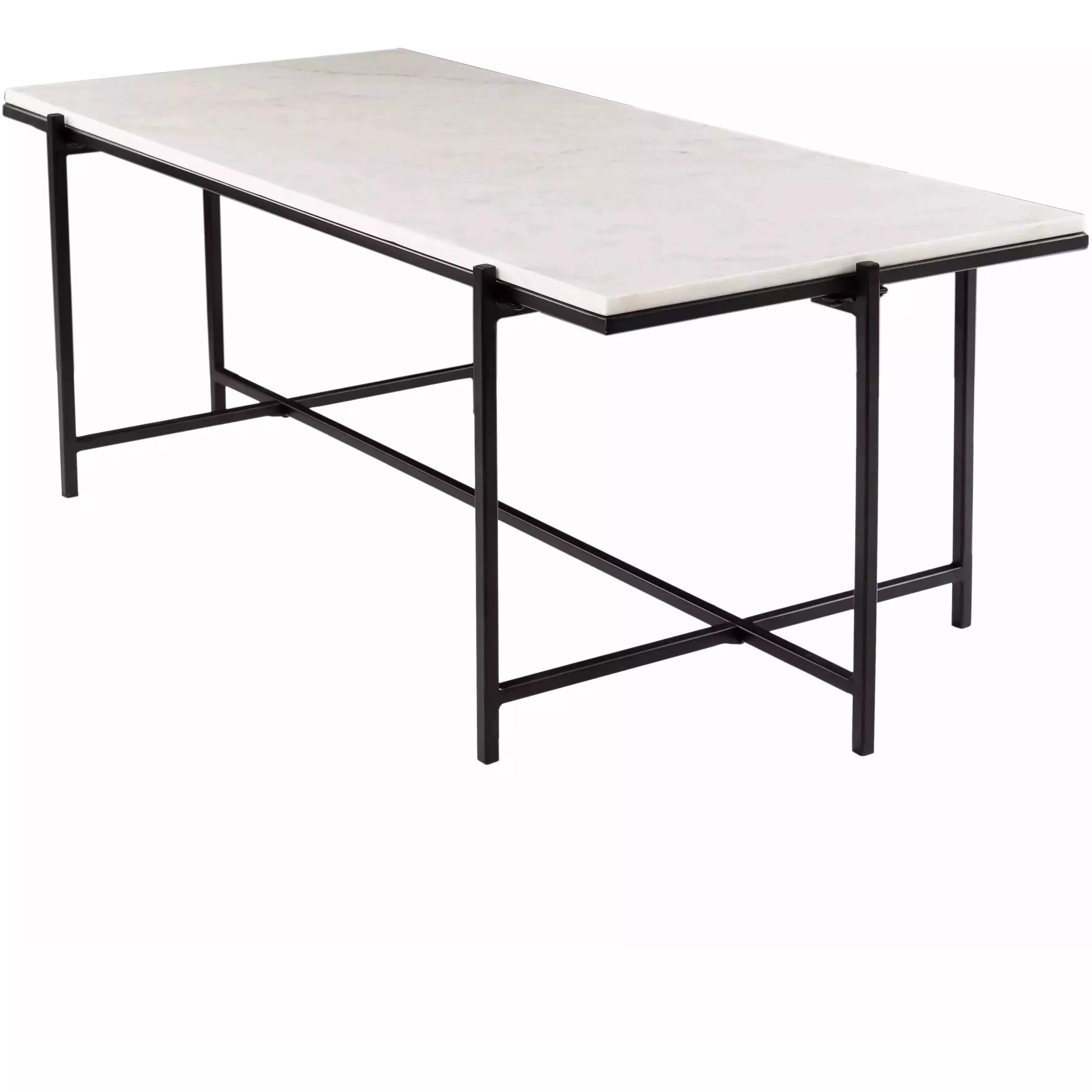 Surya Anaya Modern White Marble Top With Black Metal Base Coffee Table ANA-004