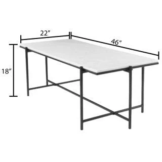 Surya Anaya Modern White Marble Top With Black Metal Base Coffee Table ANA-004 - Image 3
