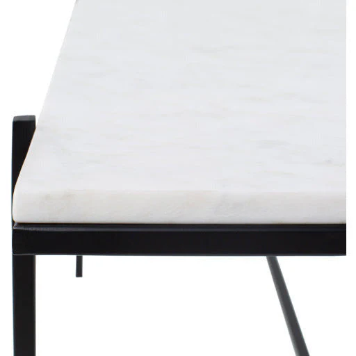 Surya Anaya Modern White Marble Top With Black Metal Base Coffee Table ANA-004 - Image 5