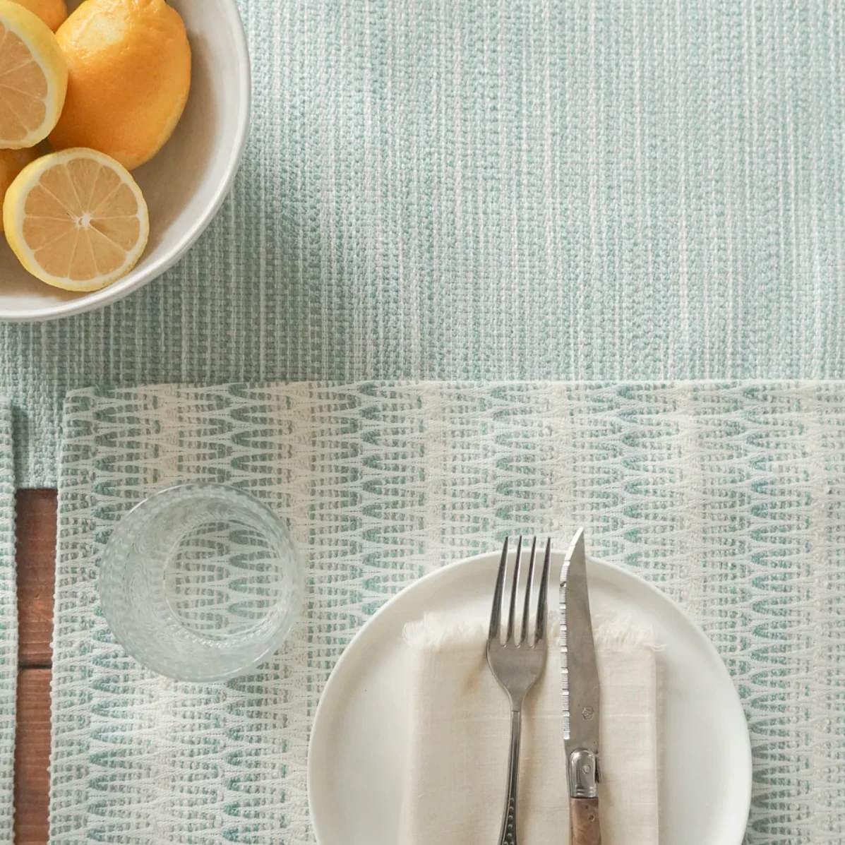 Anaya Home Bay View Aqua Indoor Outdoor Table Runner - Image 5