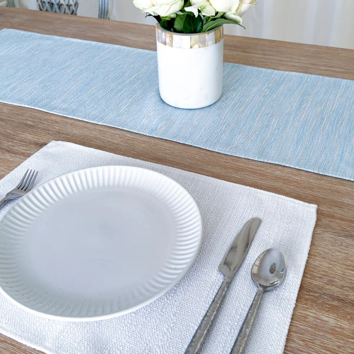 Anaya Home Bay View Blue Indoor Outdoor Table Runner - Image 4